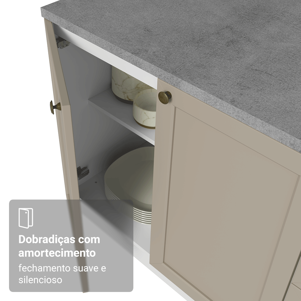Balcão Gabinete de Pia 120 cm (Sem Tampo) Branco/Crema Vik Madesa