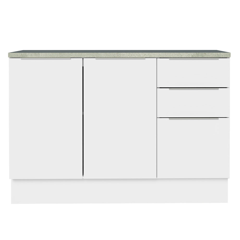 Balcão Cozinha 2 Portas e 3 Gavetas (Com Tampo) Branco Stella Madesa