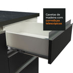 Balcão Gabinete de Pia 100% MDF 120 cm 3 Portas 2 Gavetas Branco/Preto Acordes Madesa