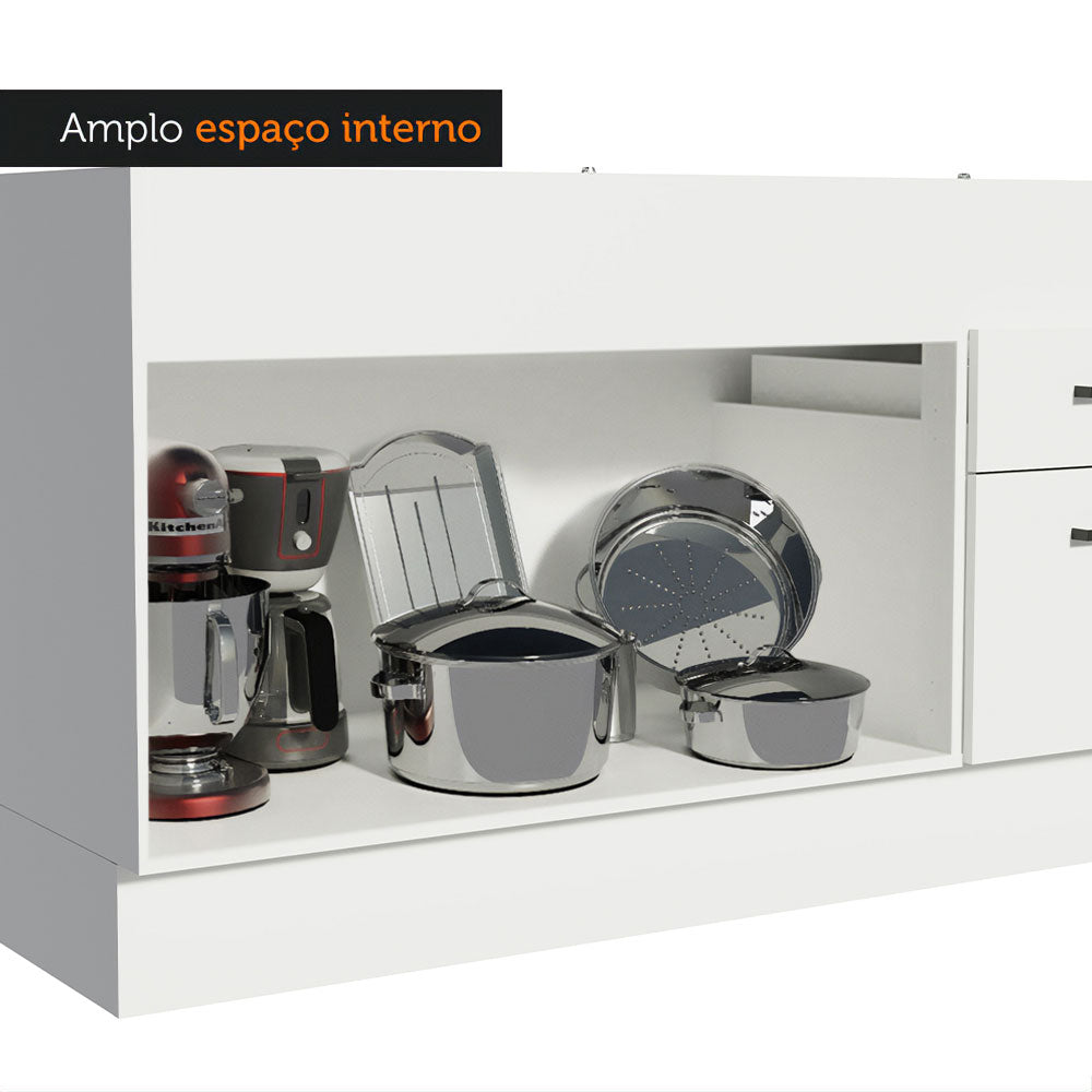 Balcão de Pia Madesa Agata 150 cm 2 Portas e 2 Gavetas (Sem Tampo e Pia) Branco