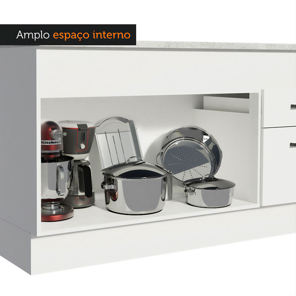 Balcão Madesa Agata 150 cm 2 Portas e 2 Gavetas (Com Tampo) Branco
