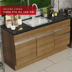 Balcão de Pia Madesa Glamy 150 cm 2 Portas e 2 Gavetas (Sem Tampo e Pia) Rustic