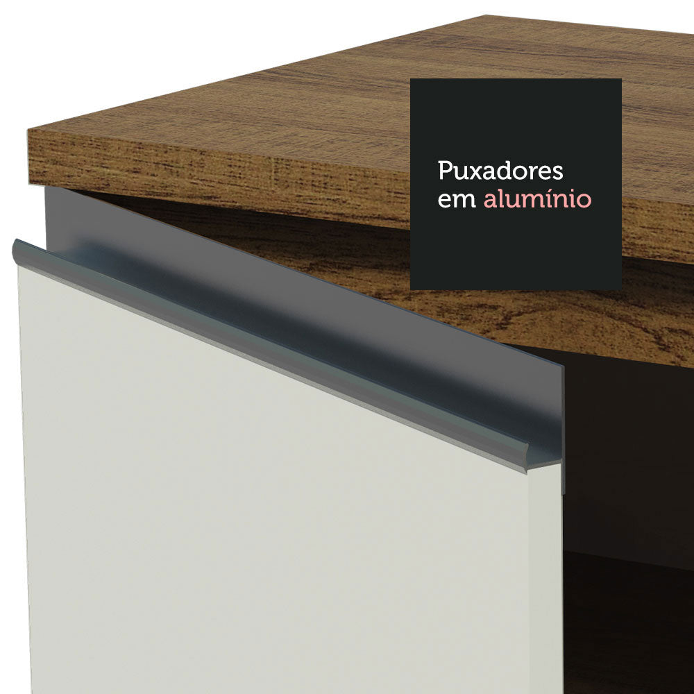 Balcão Gabinete Madesa Glamy 150 cm 2 Gavetas 2 Portas (Com Tampo) Rustic/Branco