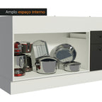 Balcão de Pia Madesa Agata 150 cm 2 Portas e 2 Gavetas (Sem Tampo e Pia) Branco/Preto