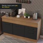 Balcão Madesa Agata 150 cm 2 Portas e 2 Gavetas (Com Tampo) Rustic/Preto