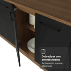Balcão Gabinete Madesa Agata 150 cm 2 Gavetas 2 Portas (Com Tampo) Rustic/Preto