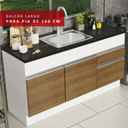 Balcão de Pia Madesa Glamy 150 cm 2 Portas e 2 Gavetas (Sem Tampo e Pia) Branco/Rustic