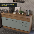 Balcão Madesa Agata 150 cm 2 Portas e 2 Gavetas (Com Tampo) Rustic/Cinza