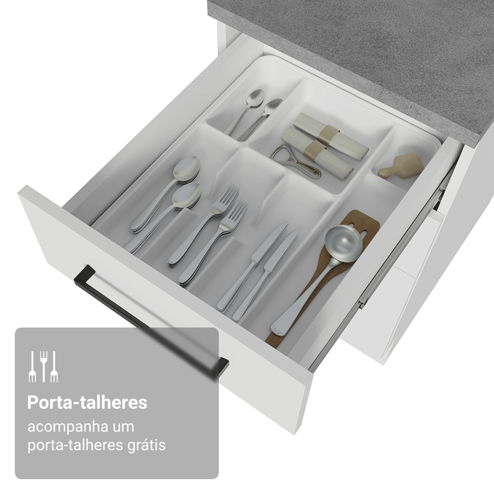 Balcão de Cozinha 40 cm 3 Gavetas (Sem Tampo) Branco Agata Madesa