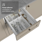 Balcão de Cozinha 40 cm 3 Gavetas (Sem Tampo) Branco/Crema Vik Madesa