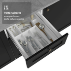 Balcão de Cozinha 40 cm 3 Gavetas Branco/Preto Vik Madesa