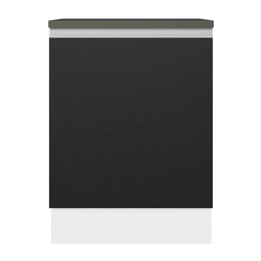 Balcão 100% MDF 60 cm 1 Porta Branco/Preto Acordes Madesa
