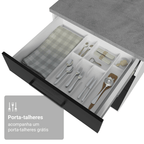 Balcão de Cozinha 60 cm 3 Gavetas (Sem Tampo) Branco/Preto Agata Madesa