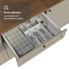 Balcão de Cozinha 60 cm 3 Gavetas Rustic/Crema Vik Madesa