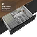 Balcão de Cozinha 60 cm 3 Gavetas Rustic/Preto Vik Madesa