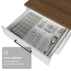 Balcão de Cozinha 60 cm 3 Gavetas Branco Tampo Rustic Agata Madesa
