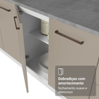 Balcão de Cozinha 80 cm 2 Portas (Sem Tampo) Branco/Crema Agata Madesa