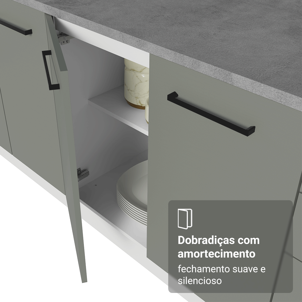 Balcão Madesa Agata 80 cm 2 Portas Branco/Cinza