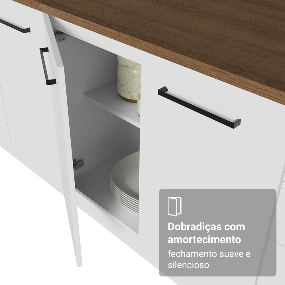 Balcão de Cozinha 80 cm 2 Portas Branco Tampo Rustic Agata Madesa