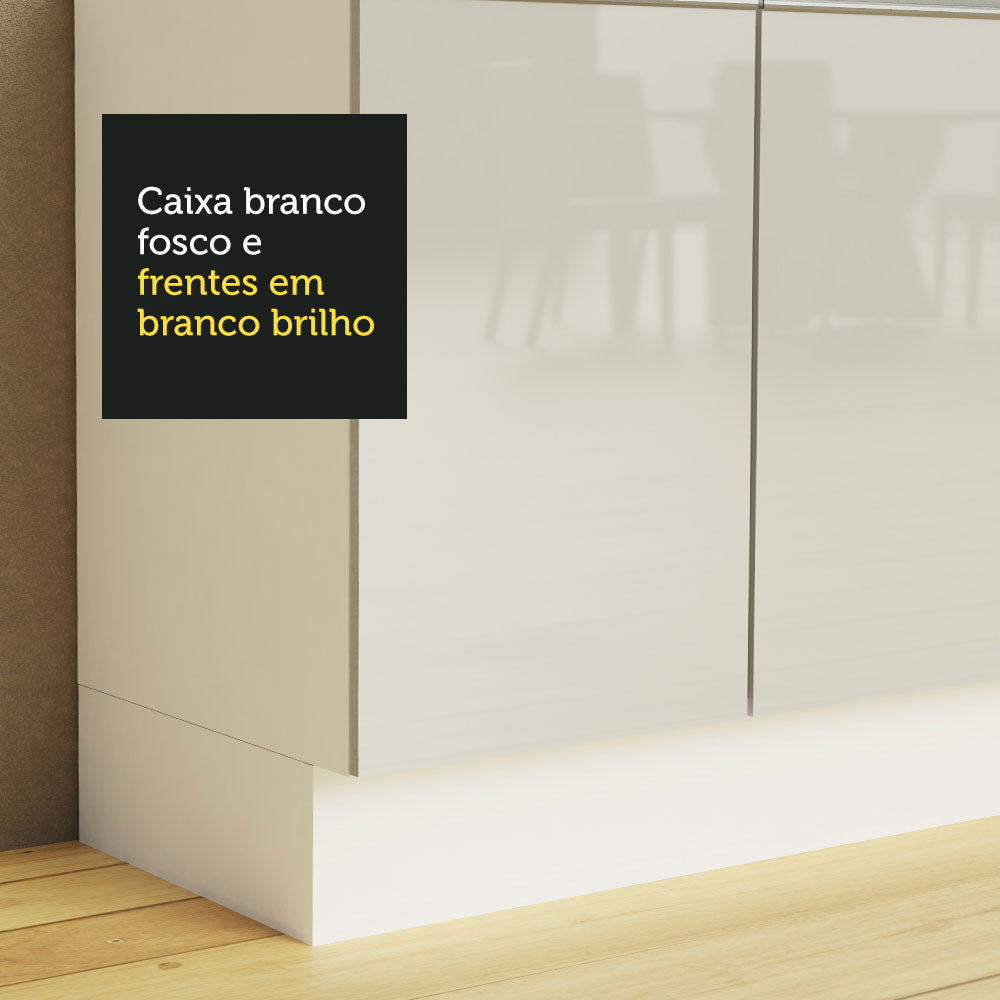 Balcão Madesa Acordes 100% MDF 80 cm 2 Gavetas Frentes Branco Brilho