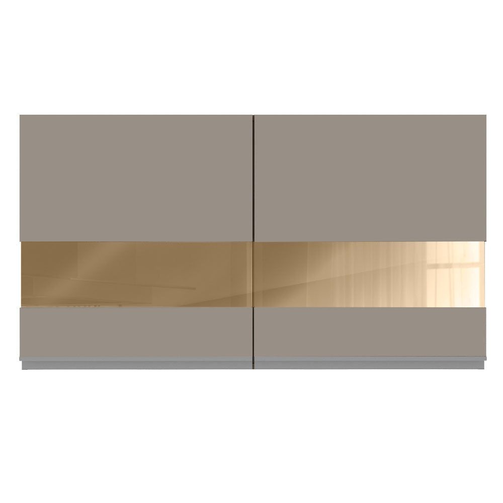Armário Aéreo Madesa Glamy 120 cm 2 Portas com Vidro Rustic/Crema