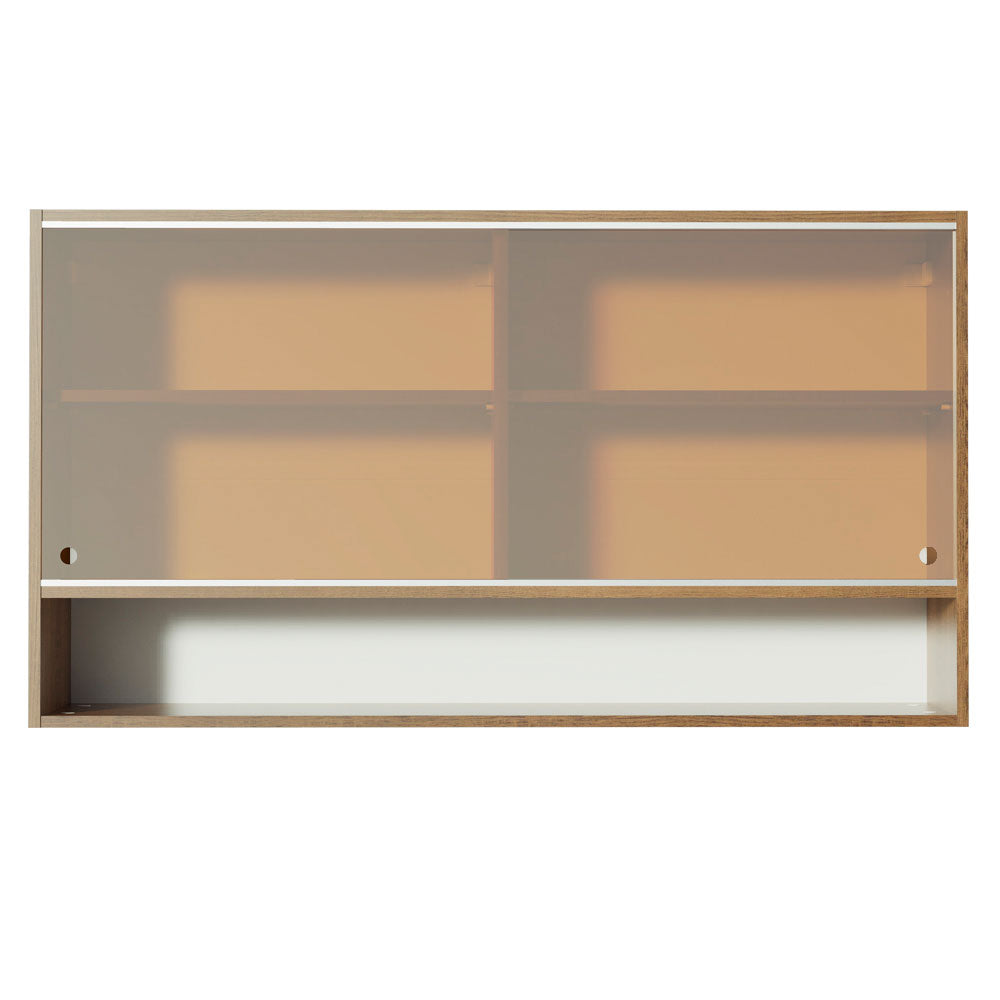 Armário Aéreo 2 Portas de Correr de Vidro Reflex e 1 Nicho para Cozinhas Glamy, Lux, Agata e Reims Rustic Madesa