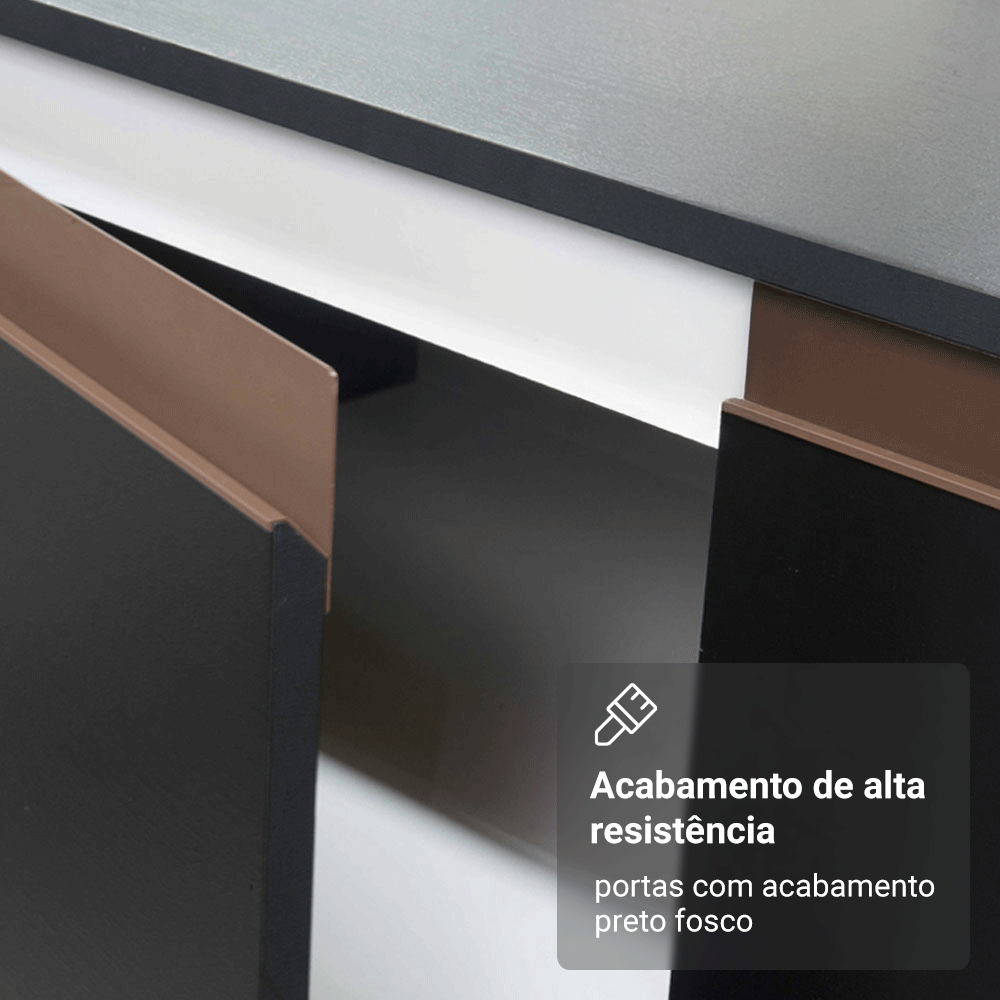Armário Aéreo de Cozinha 120 x 50 cm 2 Portas Preto Madesa Reims