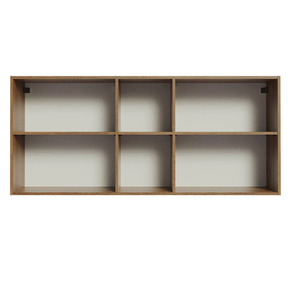 Armário Aéreo Madesa Agata 150 cm 2 Portas e 2 Nichos Rustic/Branco