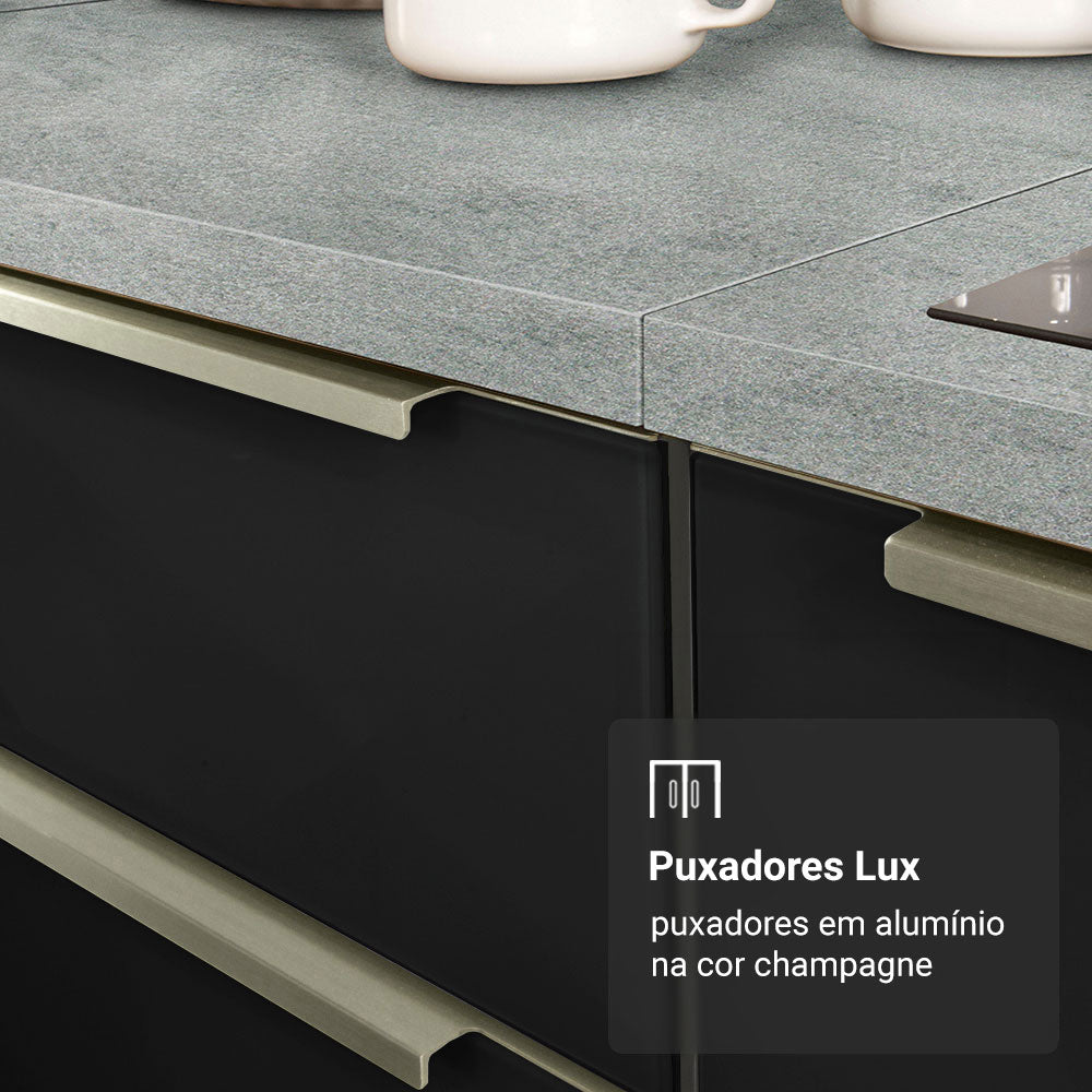 Armário Aéreo 70 cm 2 Portas Branco/Preto Lux Madesa
