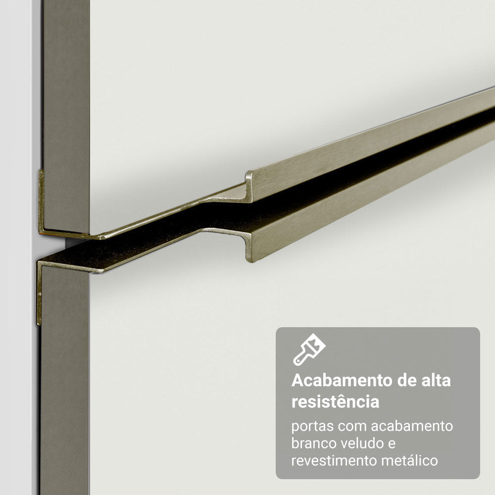 Armário Aéreo 70 cm 2 Portas Branco/Branco Veludo Lux Madesa