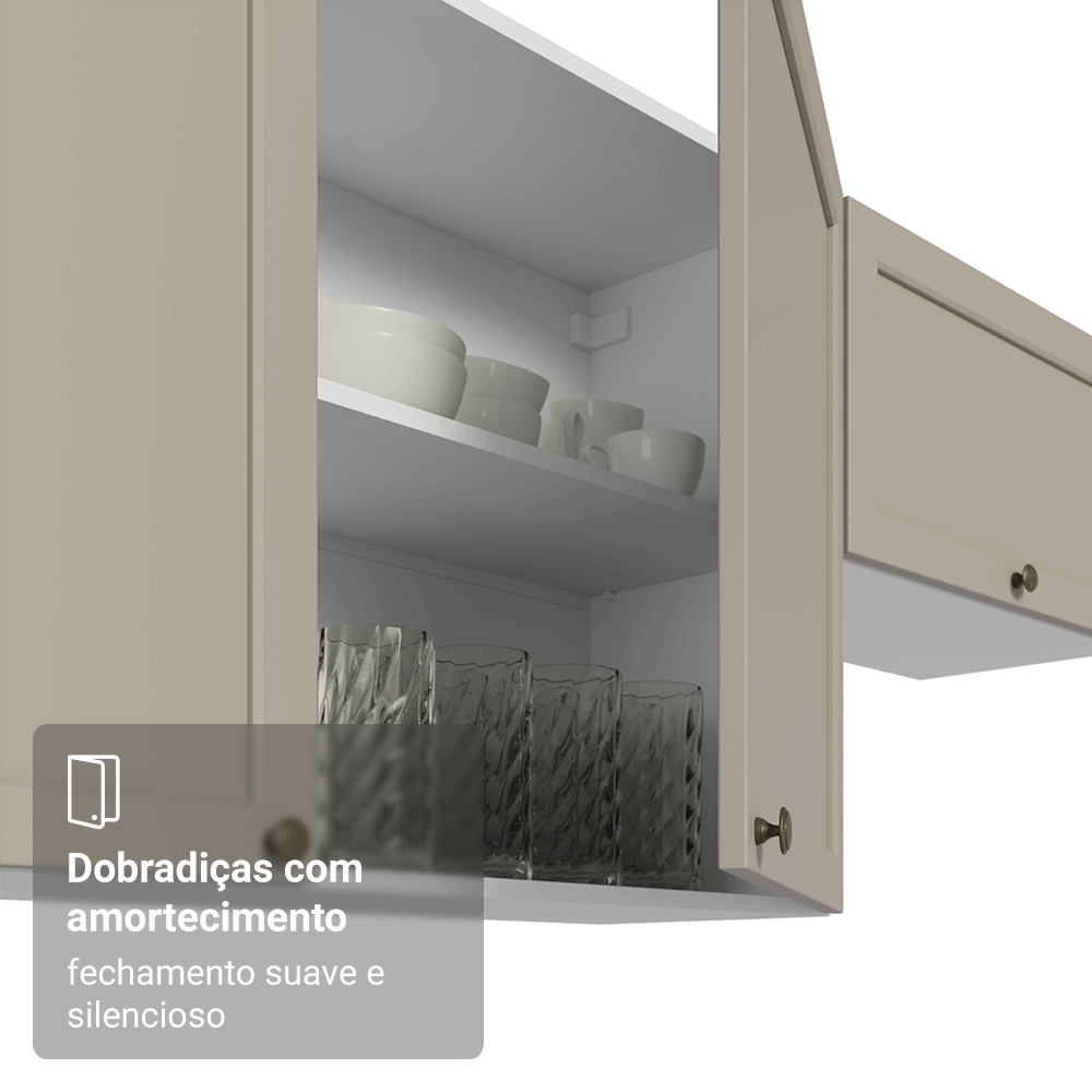 Armário Aéreo de Canto 1 Porta Branco/Crema Vik Madesa