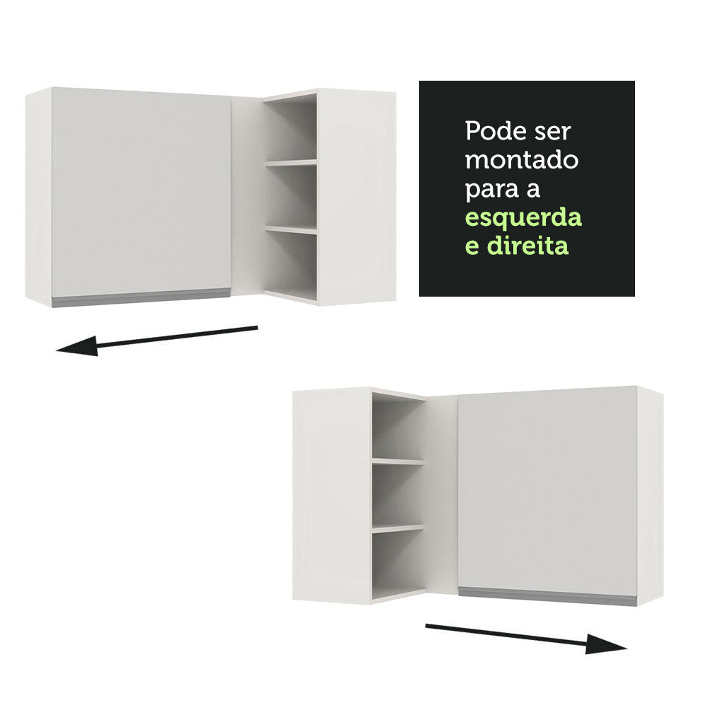 Armário Aéreo de Canto Madesa Glamy 1 Porta para linha de 60 cm de profundidade Branco