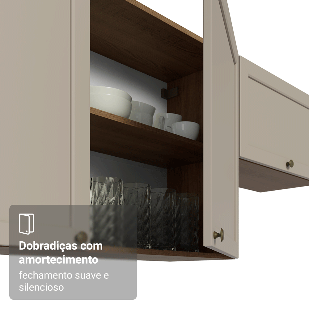 Armário Aéreo 80 cm 2 Portas Rustic/Crema Vik Madesa