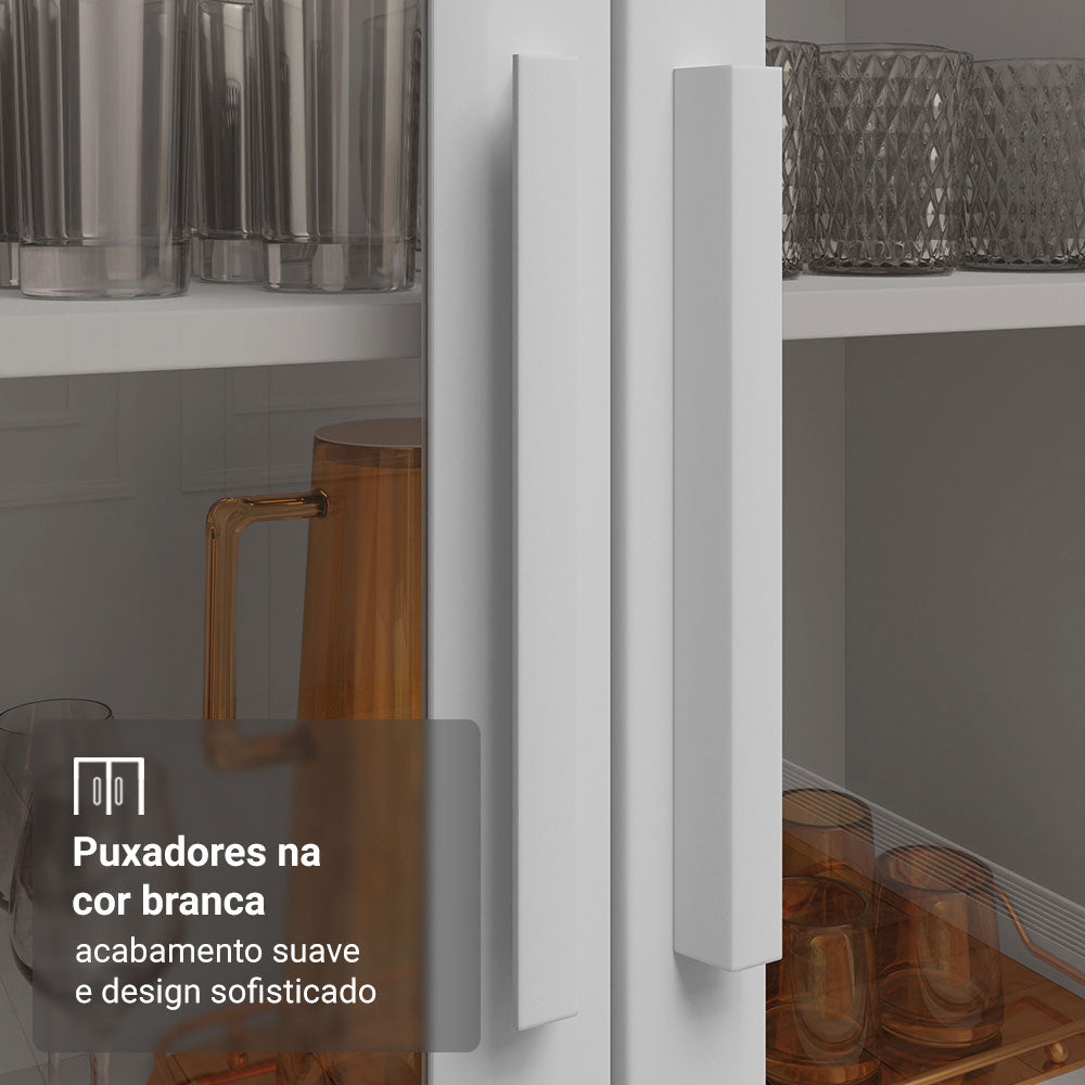 Módulo Cristaleira 70 cm 2 Portas de Vidro Branco Madesa