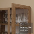 Cristaleira 70 cm 2 Portas de Vidro com Pés Trapézio Rustic/Marrom Madesa