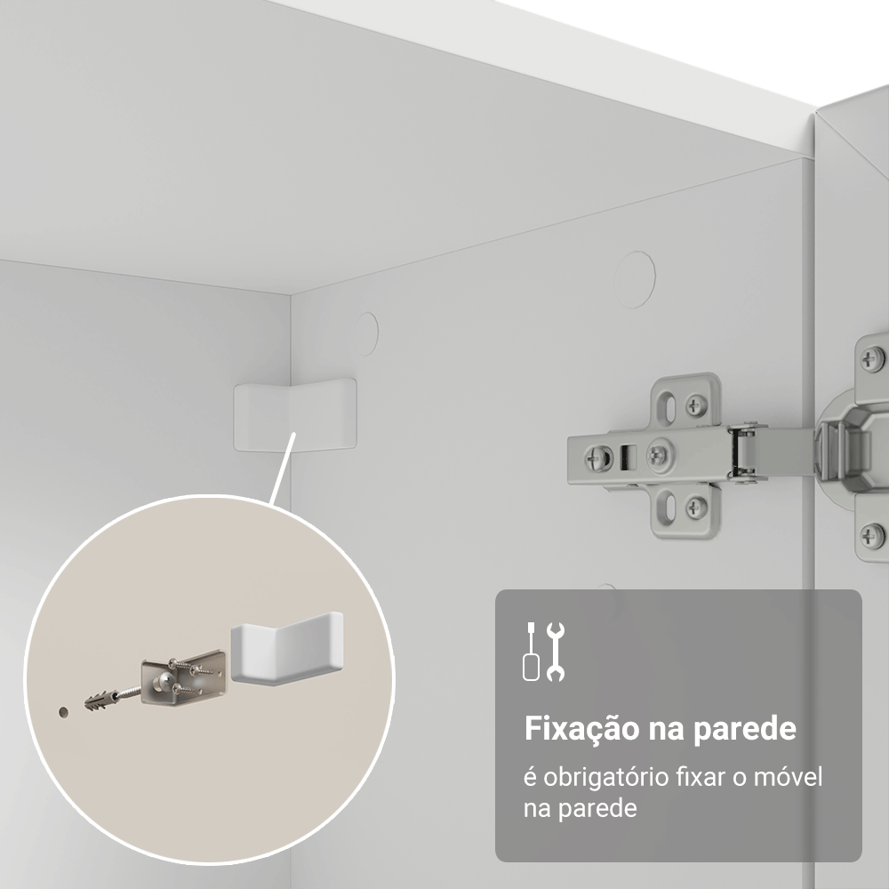Módulo Cristaleira 70 cm 2 Portas de Vidro Branco Vik Madesa