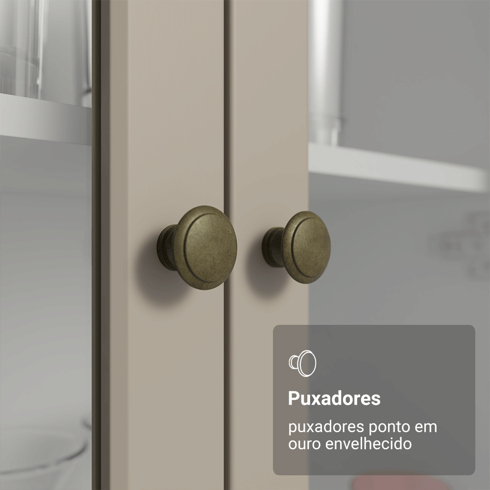 Módulo Cristaleira 70 cm 2 Portas de Vidro Branco/Crema Vik Madesa