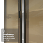Cristaleira 70 cm 2 Portas de Vidro Reflecta Bronze com Pés Cônicos Branco/Preto/Branco Vinil Madesa