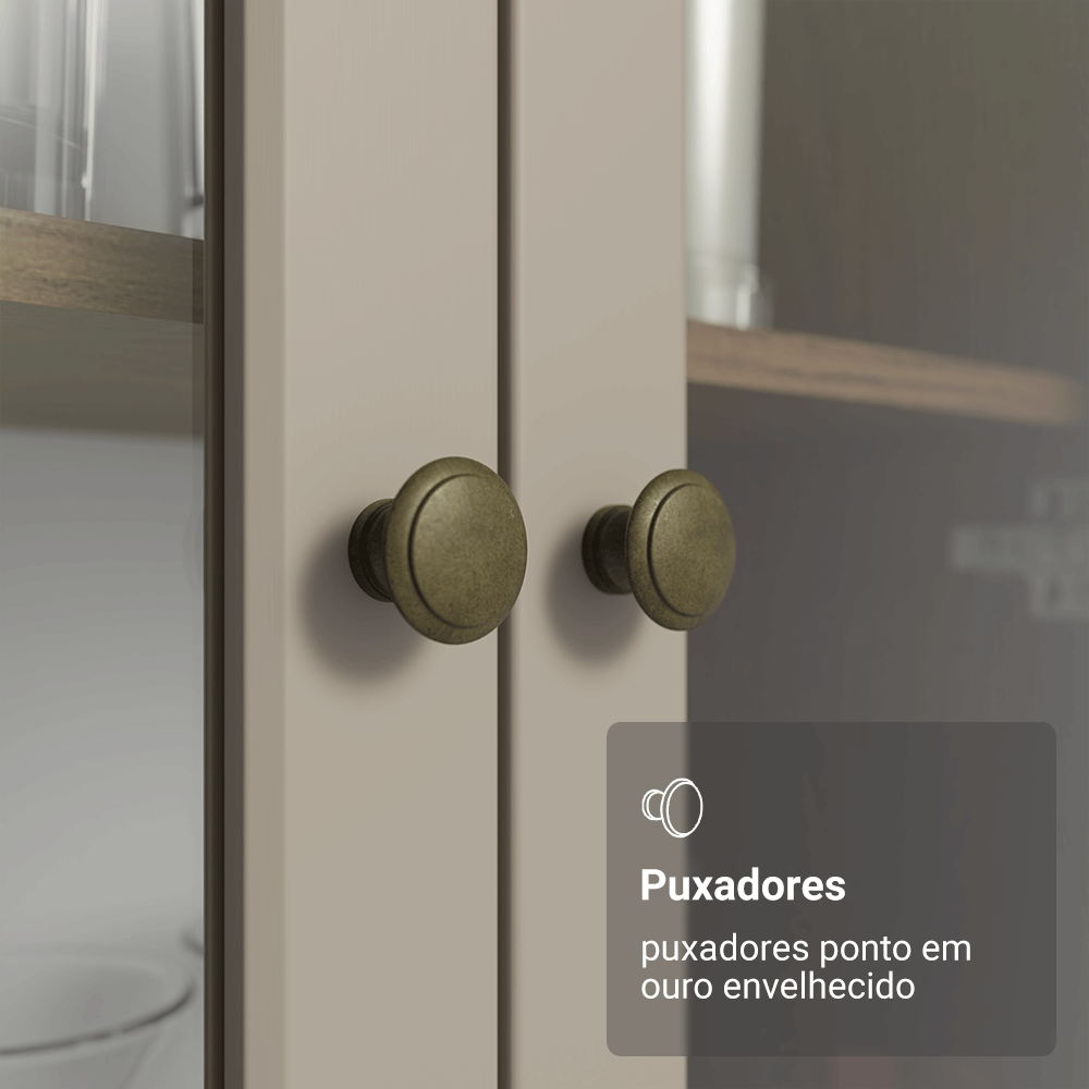 Módulo Cristaleira 70 cm 2 Portas de Vidro Rustic/Crema Vik Madesa
