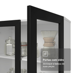 Cristaleira 70 cm 2 Portas de Vidro com Pés Cônicos Branco/Preto Vik Madesa
