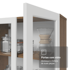 Cristaleira 70 cm 2 Portas de Vidro com Pés Trapézio Rustic/Branco/Rustic Vik Madesa
