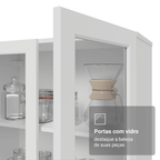 Cristaleira 70 cm 2 Portas de Vidro com Pés Cônicos Branco/Rustic Vik Madesa