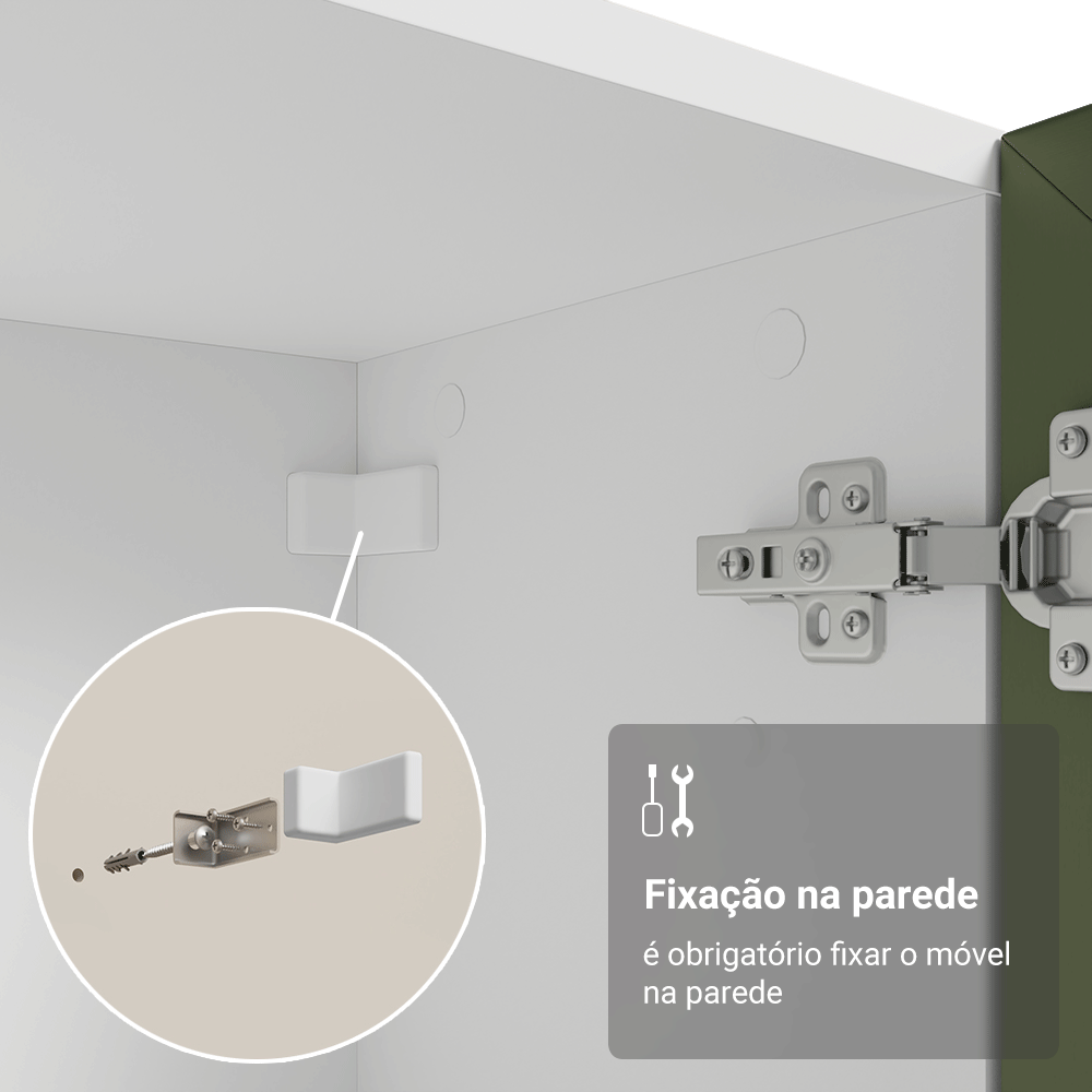 Módulo Cristaleira 70 cm 2 Portas de Vidro Branco/Verde Vik Madesa