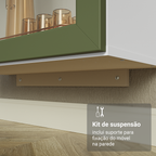 Cristaleira Suspensa 70 cm 2 Portas de Vidro Branco/Verde Vik Madesa