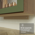 Cristaleira Suspensa 70 cm 2 Portas de Vidro Rustic/Verde Vik Madesa