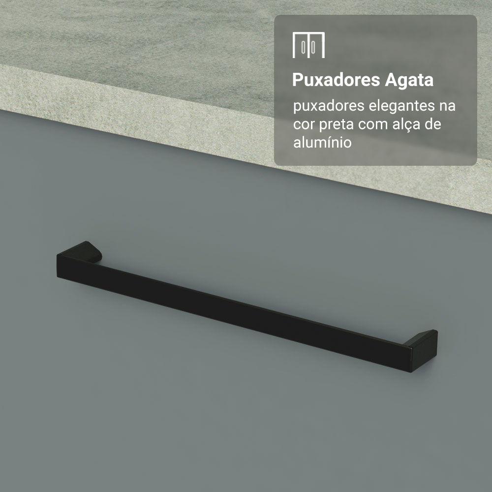 Paneleiro 40 cm 2 Portas e 2 Nichos Branco/Cinza Agata Madesa