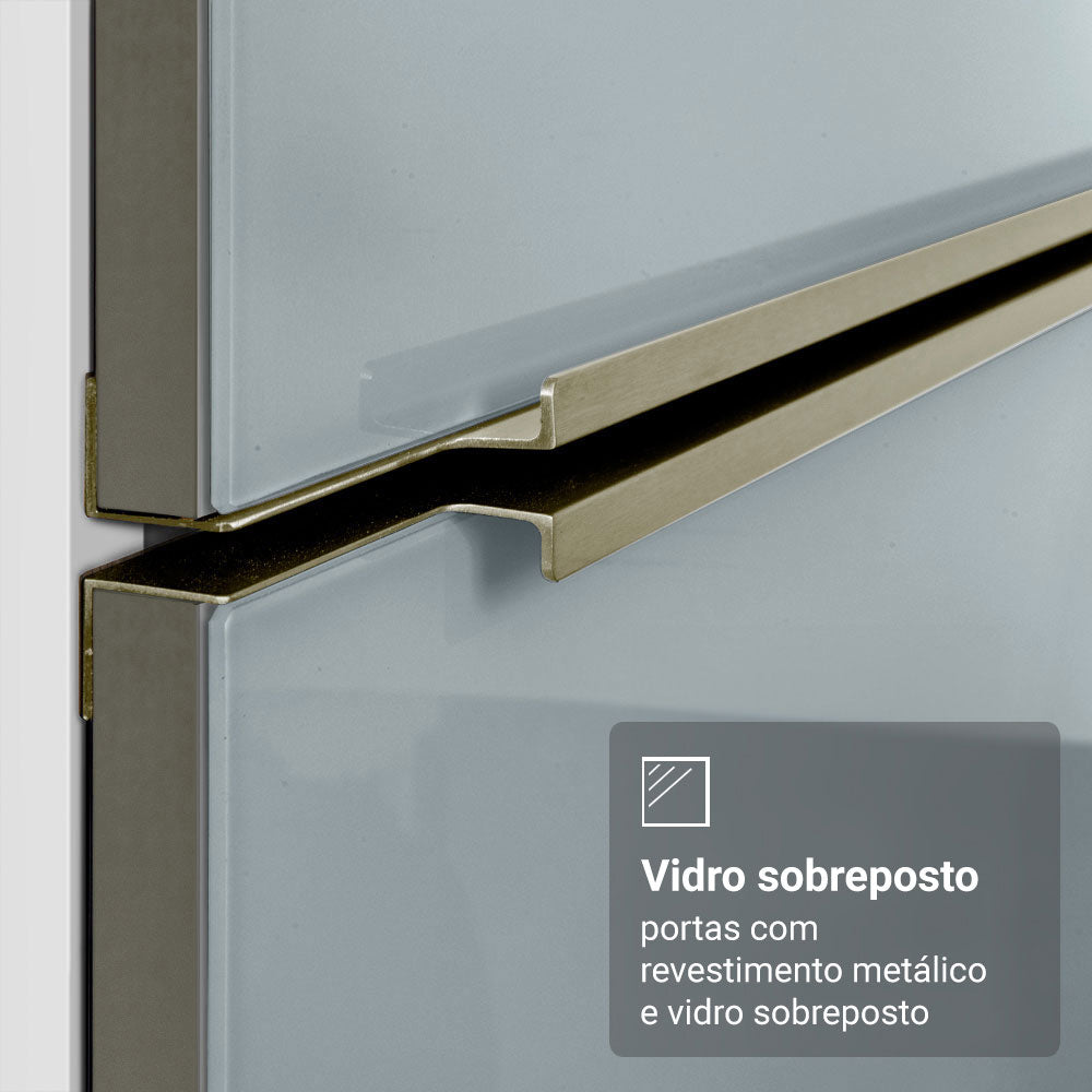 Paneleiro 60 cm 3 Portas Branco/Cinza Lux Madesa