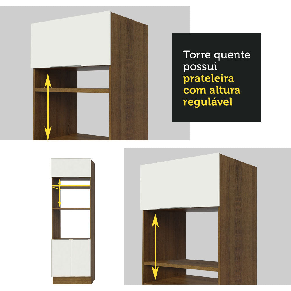 Torre Quente Madesa Stella 70 cm 3 Portas Rustic/Branco