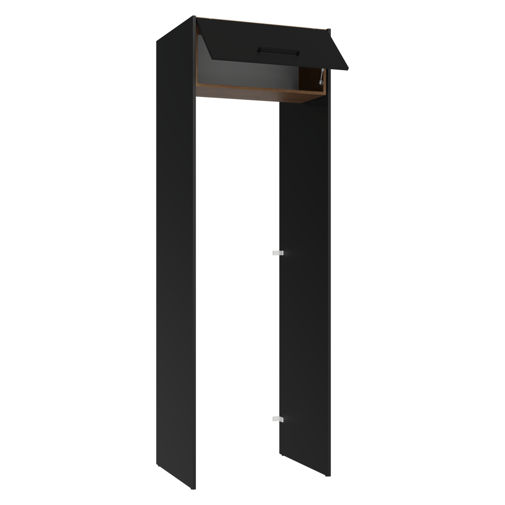 Porta-Geladeira 73 cm 1 Porta Basculante Preto/Rustic/Preto Agata Madesa