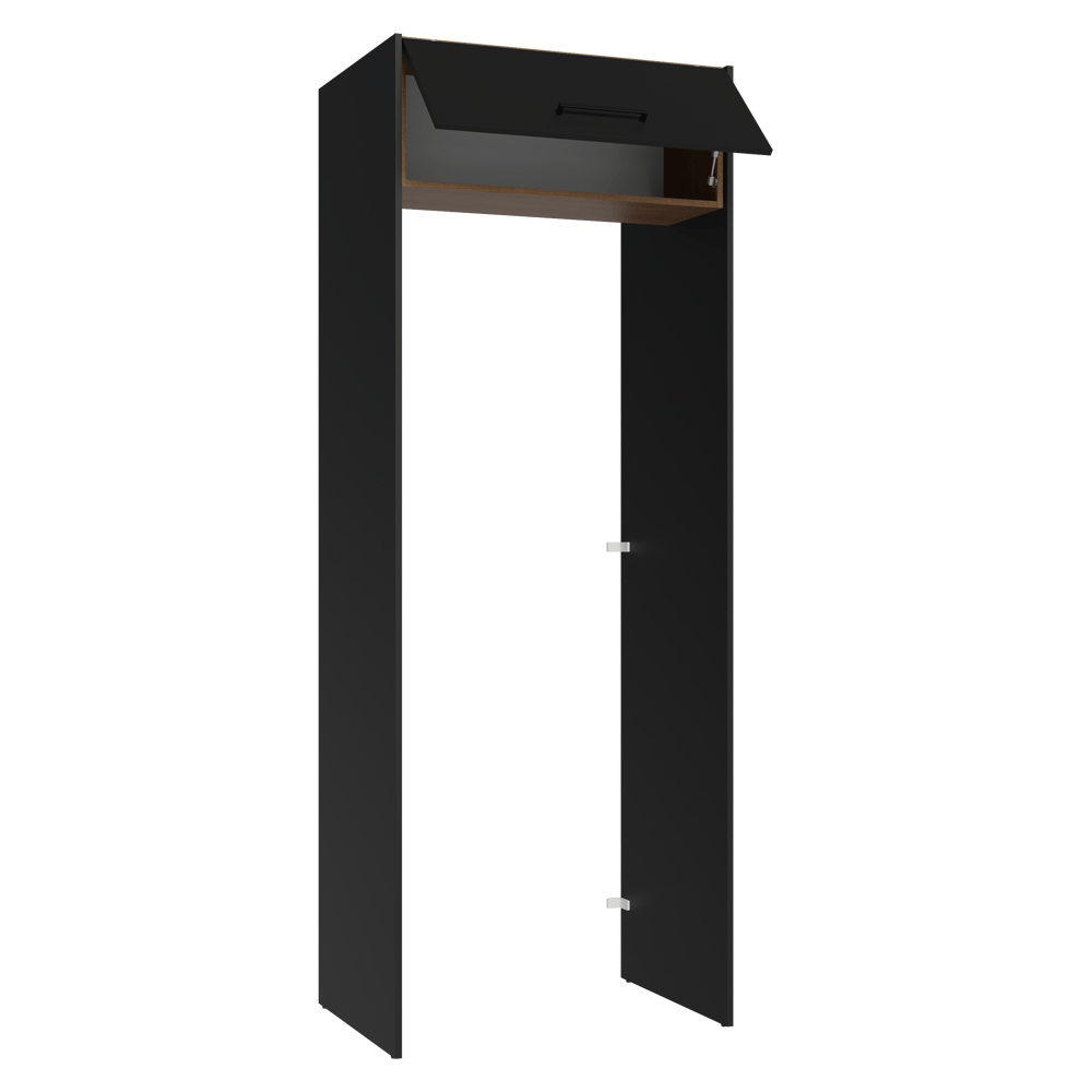 Porta-Geladeira 83 cm 1 Porta Basculante Preto/Rustic/Preto Agata Madesa